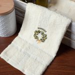 Δωδεκάδα πετσέτες χεριών (30cm x 50cm) ivory με στεφάνι ΡΟΔΟΣ SilkFashion