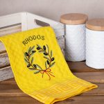 Σετ 12 τεμαχίων ποτηρόπανα γκοφρέ (50cm x 70cm) κίτρινο στεφάνι RHODES SilkFashion