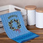 Σετ 12 τεμαχίων ποτηρόπανα γκοφρέ (50cm x 70cm) μπλέ στεφάνι RHODES SilkFashion