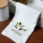 Πετσέτα Σώματος ( 100cm x 150cm ) Λευκό με Κλαδί ΡΟΔΟΣ SilkFashion