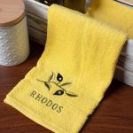 Πετσέτα Προσώπου ( 50cm x 100cm ) Κίτρινο με Κλαδί ΡΟΔΟΣ SilkFashion