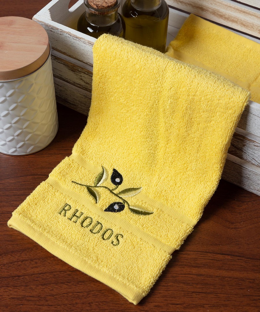 rhodos-yellow-2 Πετσέτα Προσώπου ( 50cm x 100cm ) Κίτρινο με Κλαδί ΡΟΔΟΣ SilkFashion - Image 1