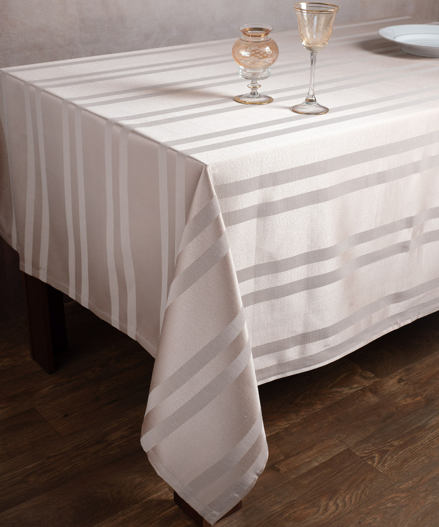 rigeivory Ριγέ τραπεζομάντηλο dimitra (150cm x 230cm) ivory SilkFashion - Image 1