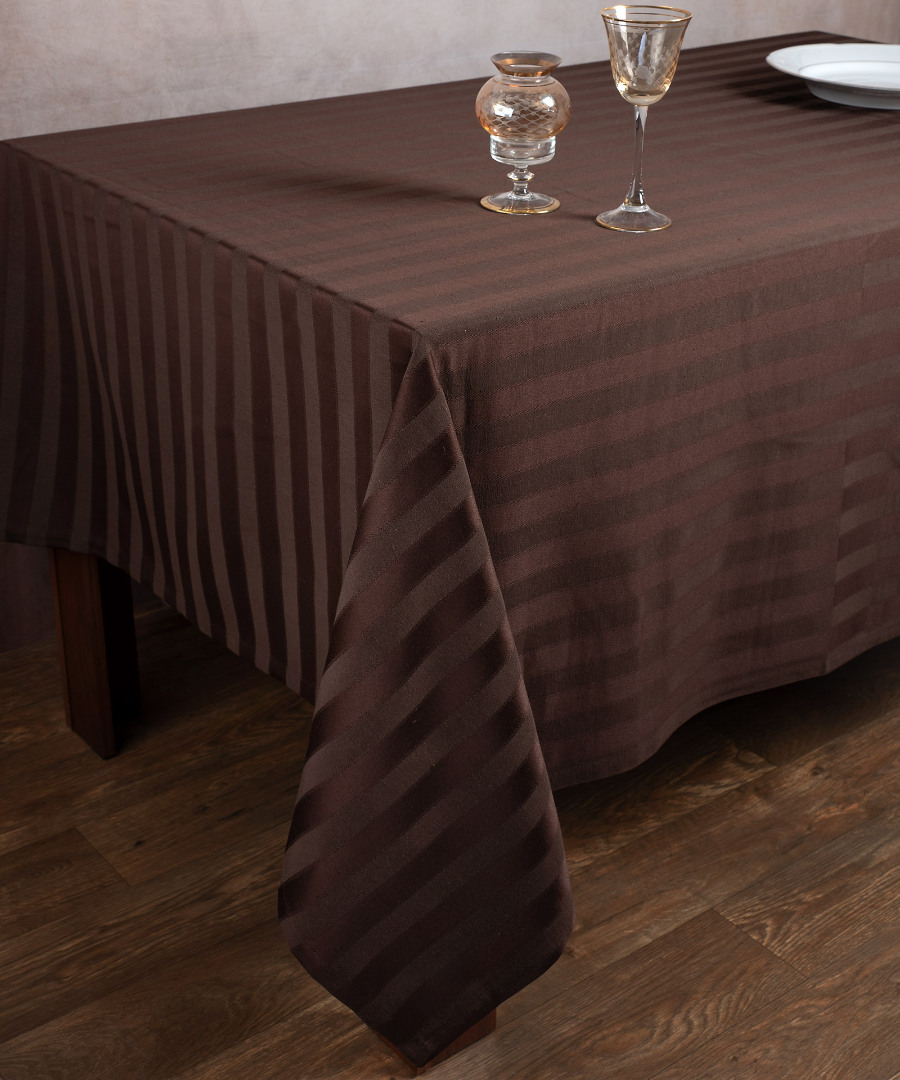 rigekafe-2 Ριγέ τραπεζομάντηλο dimitra (150cm x 230cm) καφέ SilkFashion - Image 1