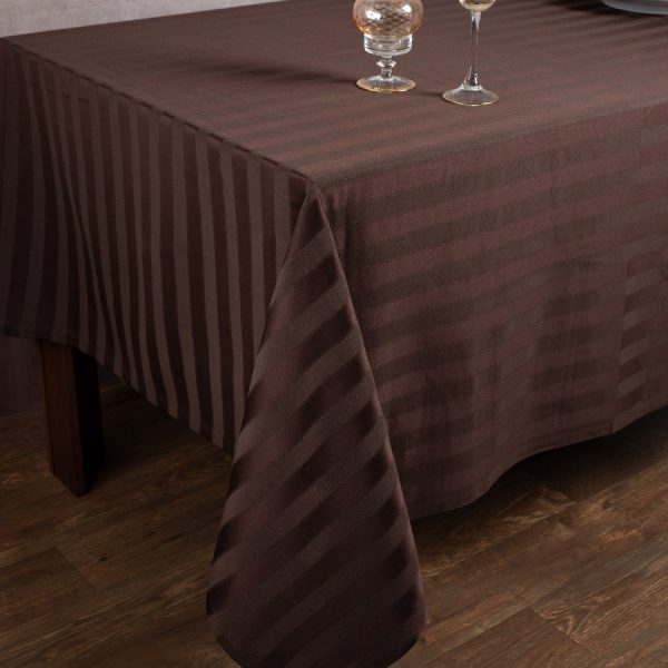 Ριγέ τραπεζομάντηλο dimitra (150cm x 270cm) καφέ SilkFashion