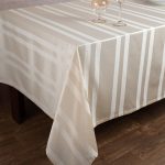 Ριγέ τραπεζομάντηλο dimitra (150cm x 270cm) μπέζ SilkFashion