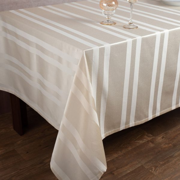 Ριγέ τραπεζομάντηλο dimitra (130cm x 130cm) μπέζ SilkFashion