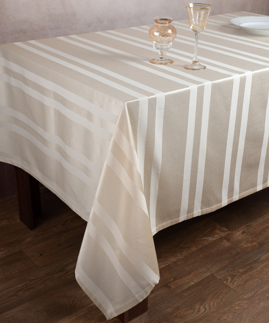 rigempez Ριγέ τραπεζομάντηλο dimitra (130cm x 130cm) μπέζ SilkFashion - Image 1
