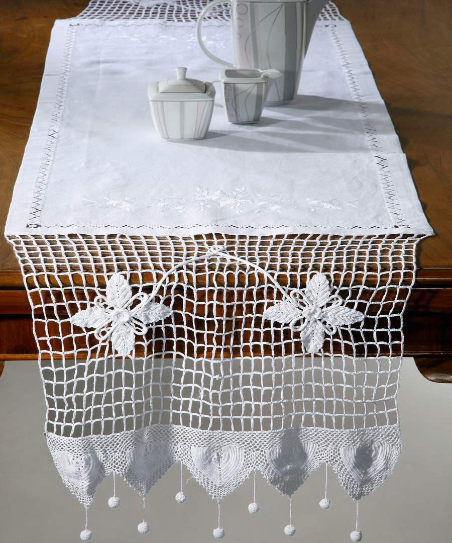 roumanikh Τραβέρσα Ρουμάνικη (50cm x 200cm) λευκή SilkFashion - Image 1