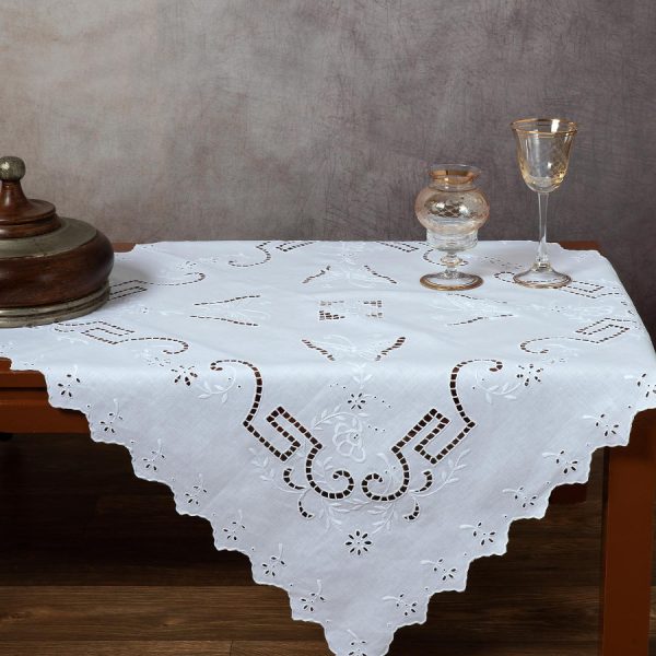 Χειροποίητο κοφτό καρέ s119 (90cm x 90cm) λευκό SilkFashion