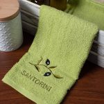 Πετσέτα Προσώπου (50cm x 100cm) Πράσινο με Κλαδί ΣΑΝΤΟΡΙΝΗ SilkFashion