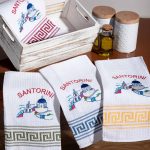 Σετ 12 τεμαχίων ποτηρόπανα (50cm x 70cm) εκκλησία SANTORINI SilkFashion
