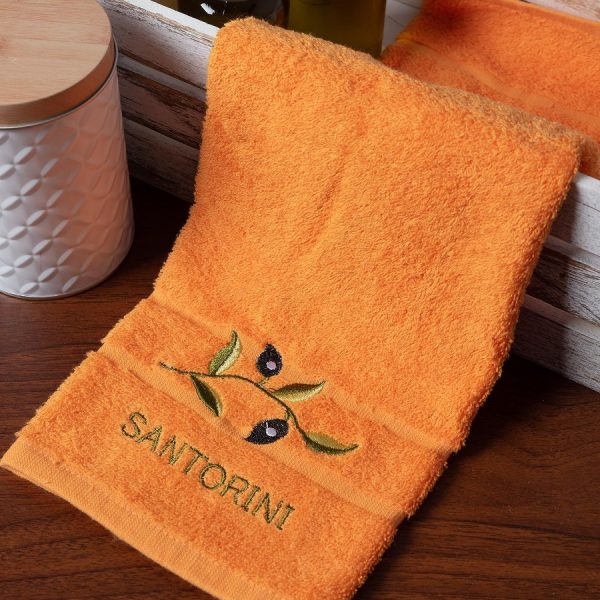 Πετσέτα Σώματος ( 70cm x 140cm ) Πορτοκαλί με κλαδί ΣΑΝΤΟΡΙΝΗ SilkFashion