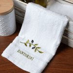 Πετσέτα Προσώπου (50cm x 100cm) Λευκό με Κλαδί ΣΑΝΤΟΡΙΝΗ SilkFashion