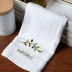 Δωδεκάδα πετσέτες χεριών (30cm x 50cm) λευκό με κλαδί ΣΑΝΤΟΡΙΝΗ SilkFashion