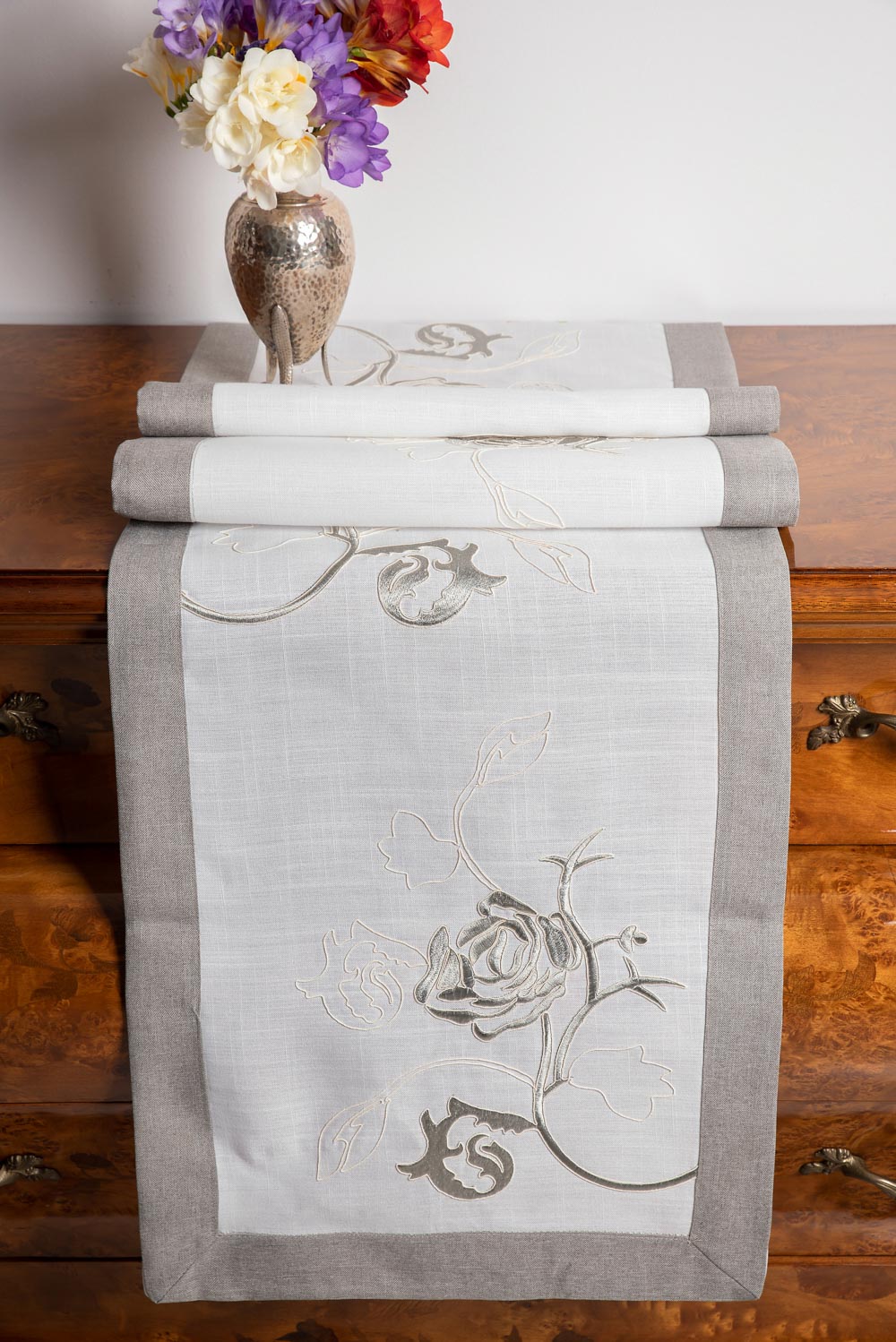 sd001gkri-3 τραπεζομάντηλα (160cm X 220cm) sd001γκρι SilkFashion - Image 1