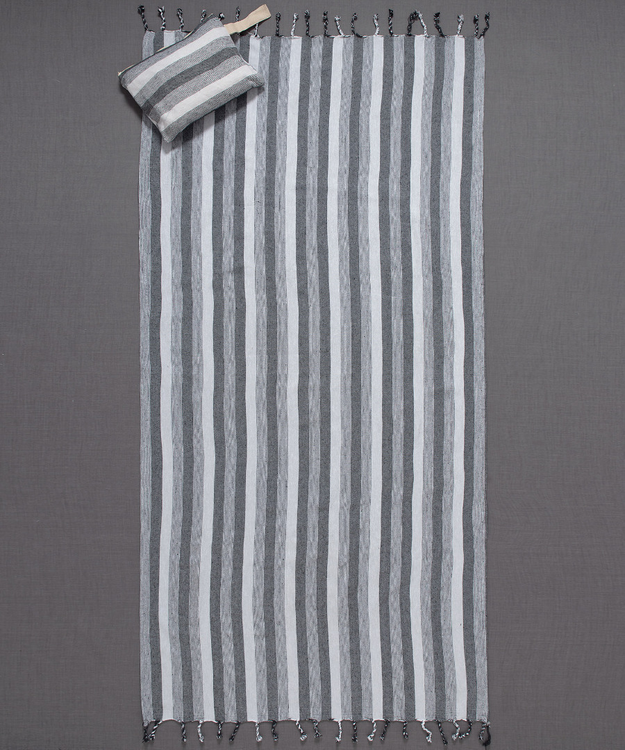 sf04darkgrey Pestemal με τσαντάκι sf03 (90cm x 180cm) σκούρο γκρί SilkFashion - Image 1