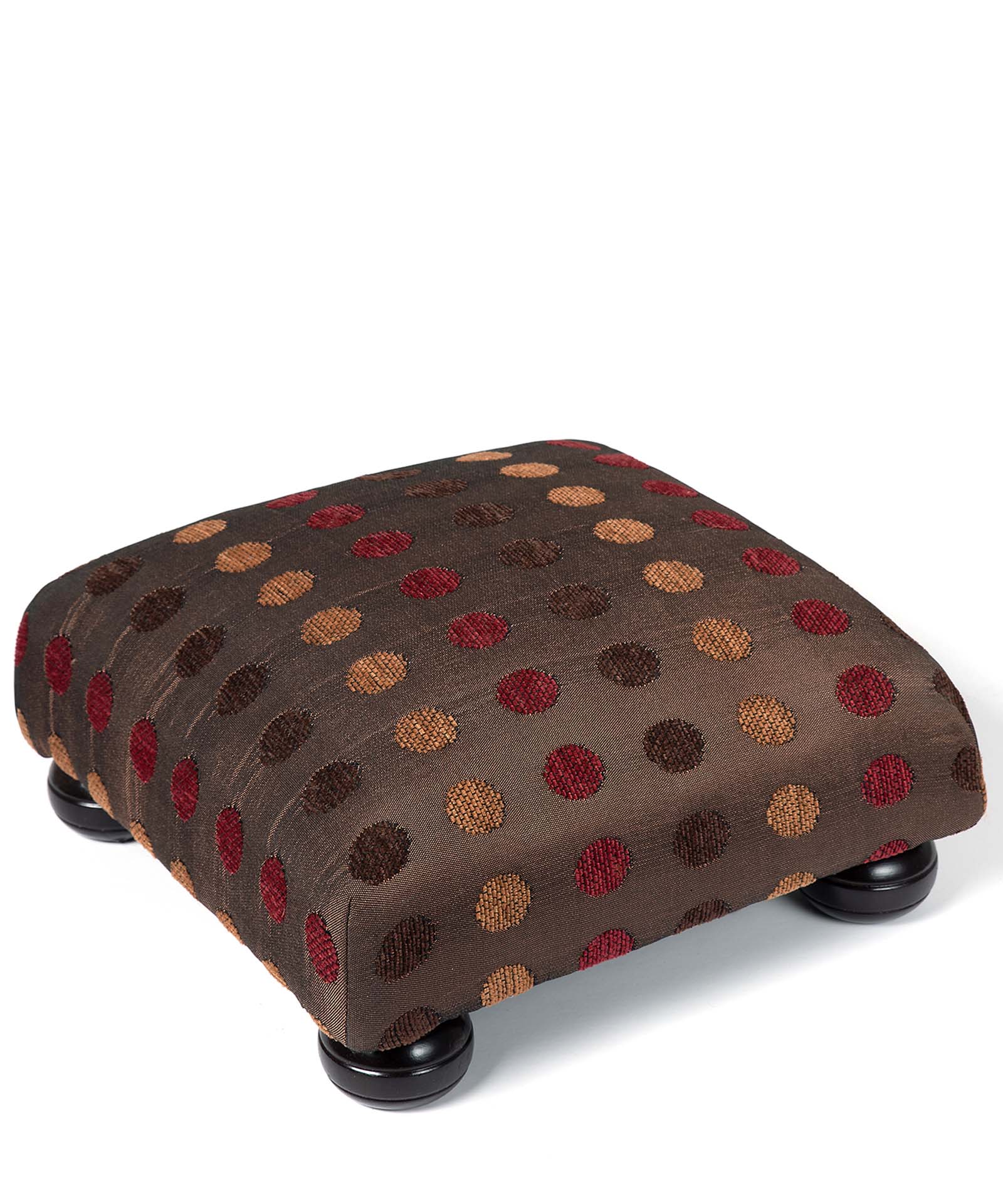 skamni602pouakafe Υποπόδιο (30cm X 30cm X 14cm) 602 πουά καφέ SilkFashion - Image 1