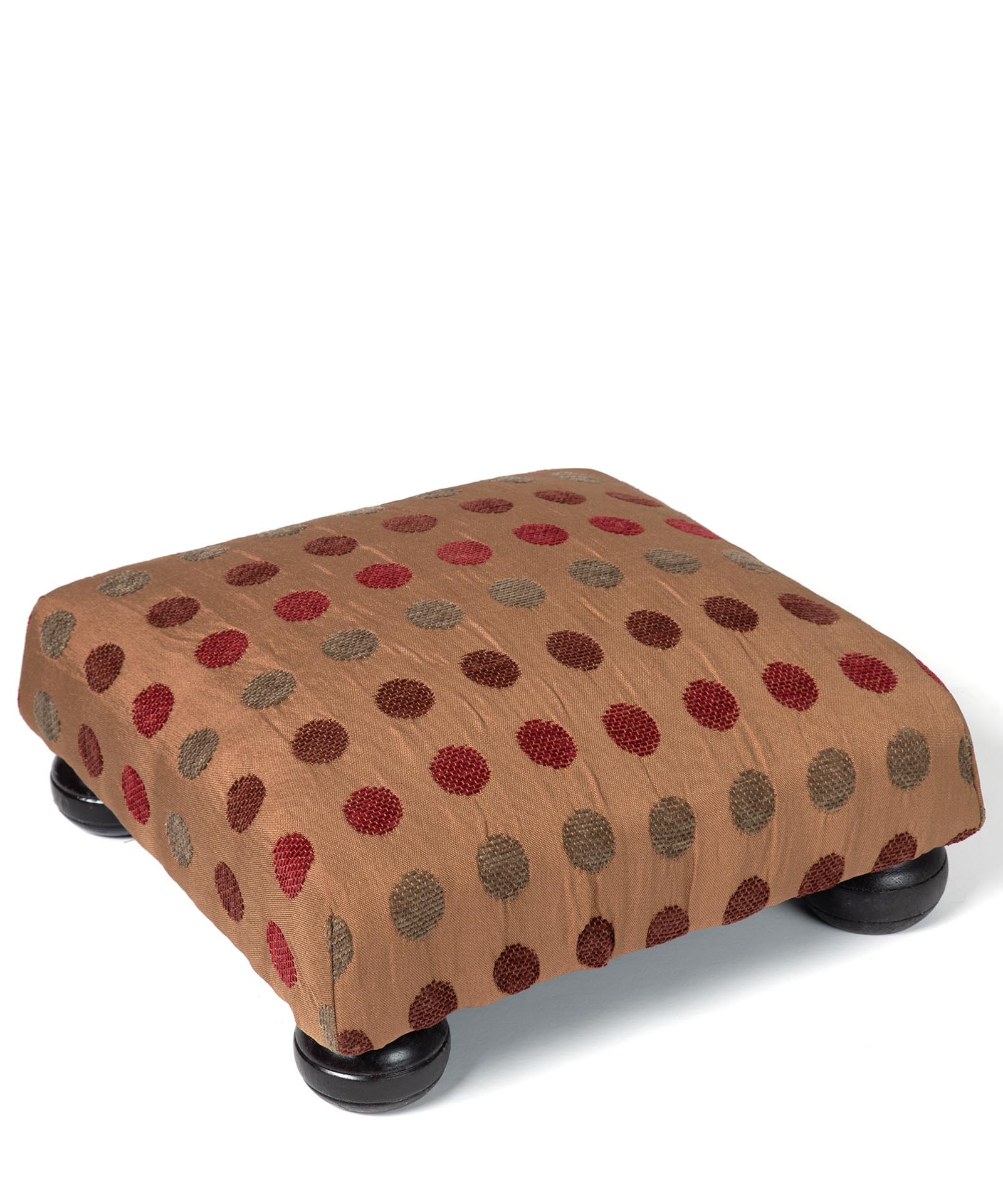 skamni602pouakokkino Υποπόδιο (30cm X 30cm X 14cm) 602 πουά κόκκινο SilkFashion - Image 1