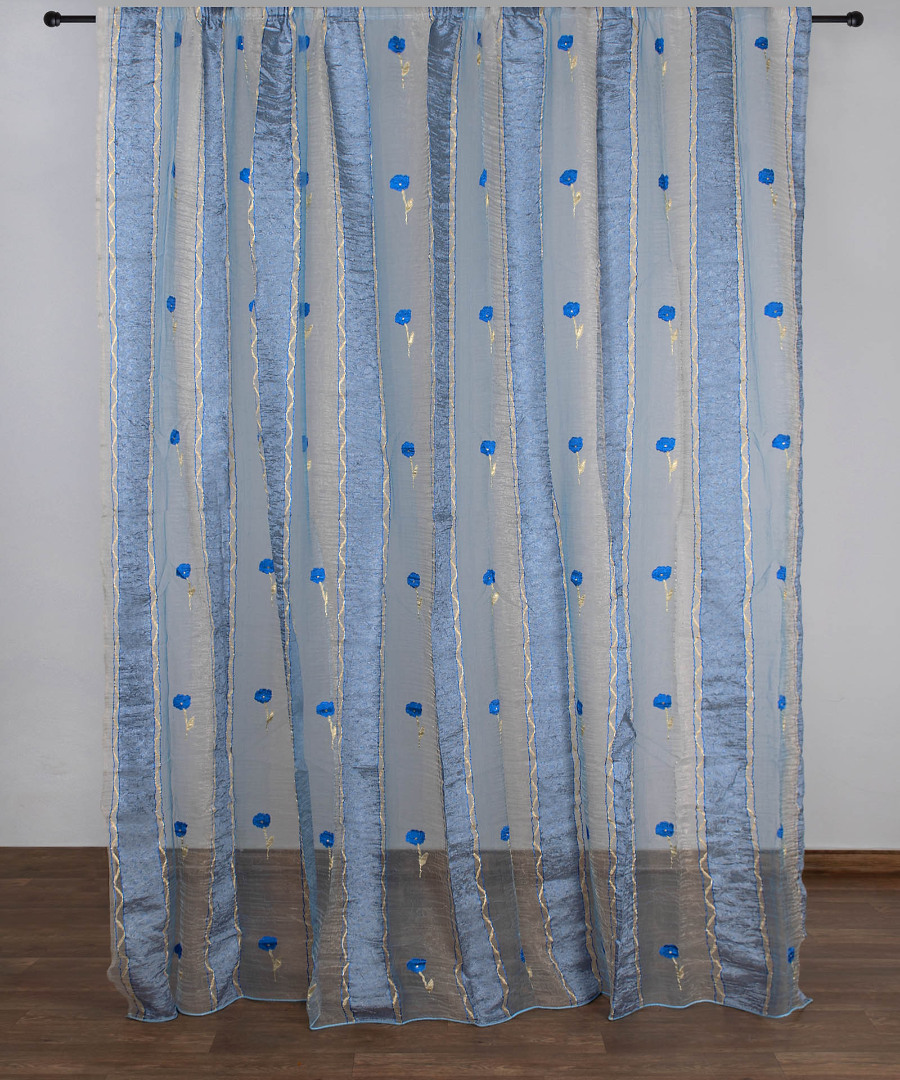 sl119ble Κουρτίνα sl119 (280cm x 300cm) με τρέσα μπλέ SilkFashion - Image 1
