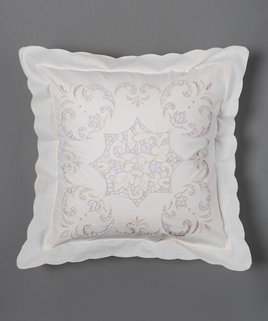 snj127mpez Ζευγάρι μαξιλαροθήκες κοφτές (45cm x 45cm) snj127 μπέζ SilkFashion - Image 1