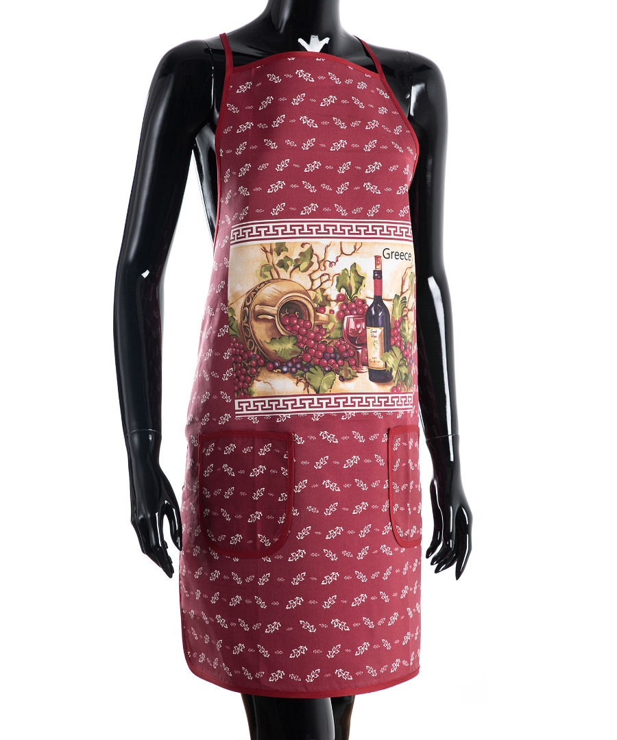 stampakokkinh Ολόσωμη ποδιά στάμπα κόκκινη (64cm x 78cm) GREECE SilkFashion - Image 1