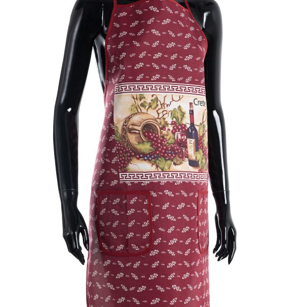 Ολόσωμη ποδιά στάμπα κόκκινη (64cm x 78cm) CRETE SilkFashion