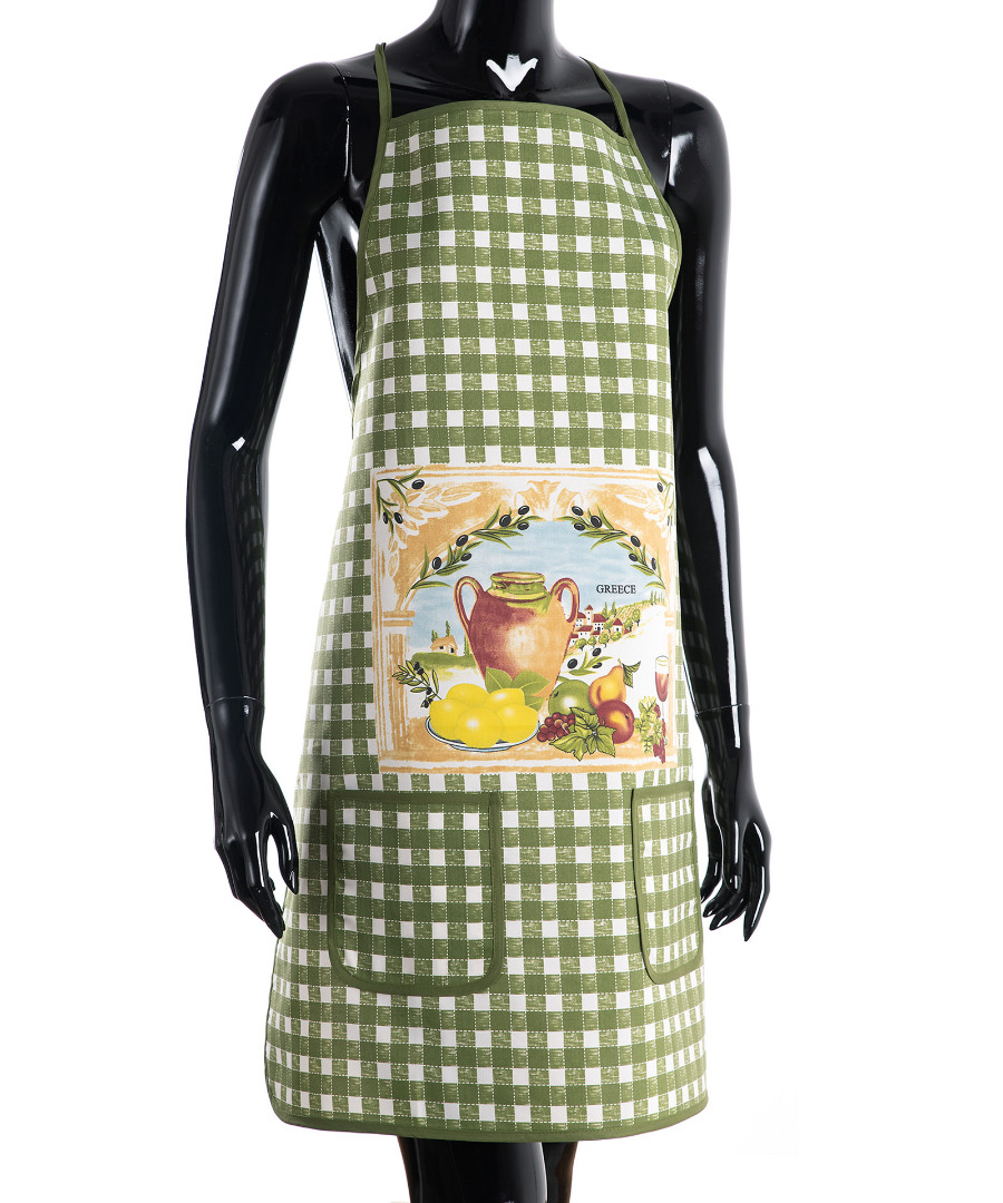 stampaprasinh Ολόσωμη ποδιά στάμπα πράσινη (64cm x 78cm) GREECE SilkFashion - Image 1