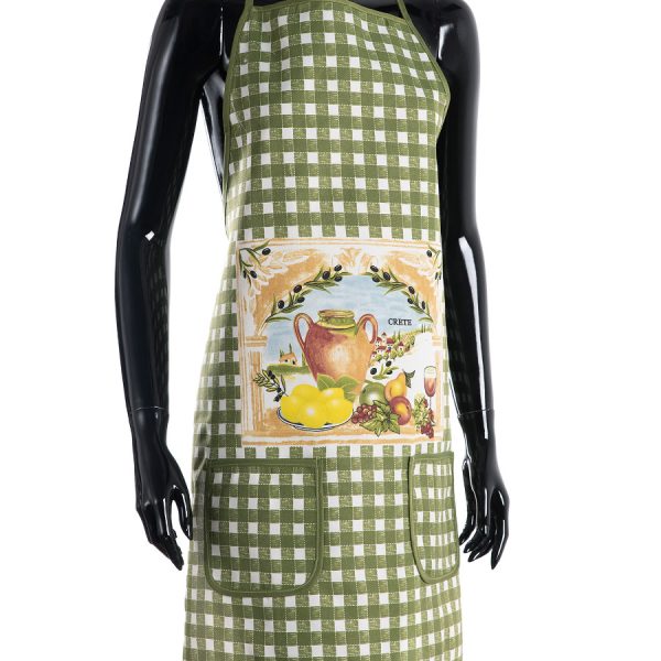 Ολόσωμη ποδιά στάμπα πράσινη (64cm x 78cm) CRETE SilkFashion