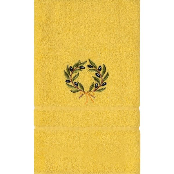 Πετσέτα Προσώπου ( 50cm x 100cm ) Κίτρινο με στεφάνι SilkFashion