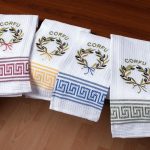 Σετ 12 τεμαχίων ποτηρόπανα (45cm x 65cm) στεφάνι CORFU SilkFashion