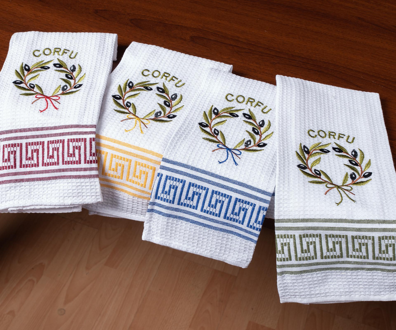 stefanicorfu Σετ 12 τεμαχίων ποτηρόπανα (45cm x 65cm) στεφάνι CORFU SilkFashion - Image 1