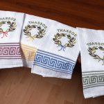 Σετ 12 τεμαχίων ποτηρόπανα (45cm x 65cm) στεφάνι THASSOS SilkFashion