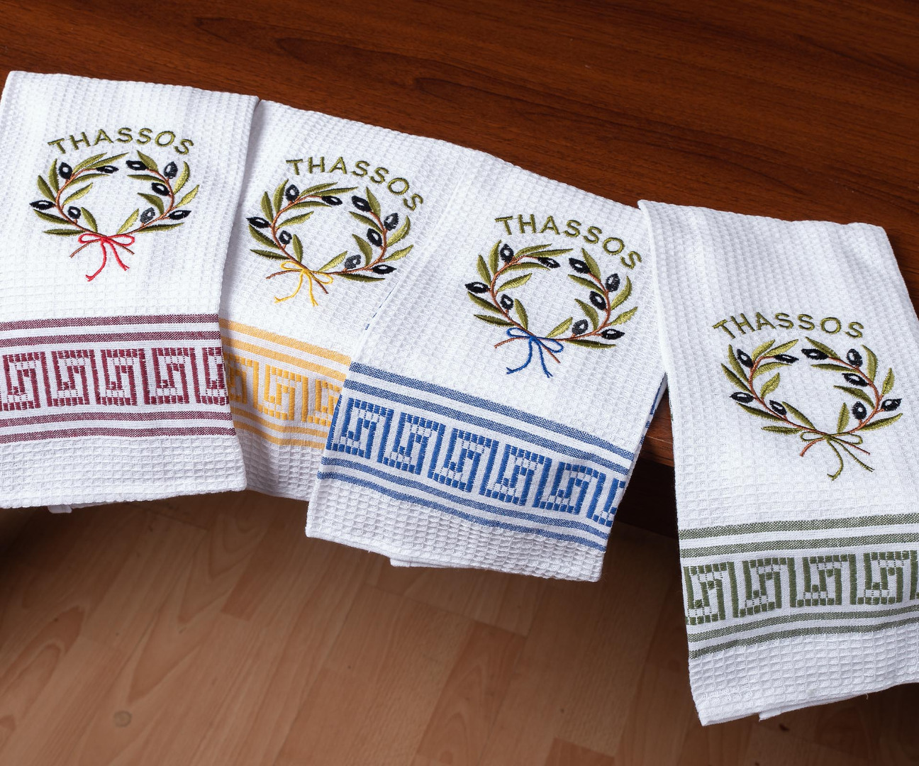 stefanithassos Σετ 12 τεμαχίων ποτηρόπανα (45cm x 65cm) στεφάνι THASSOS SilkFashion - Image 1