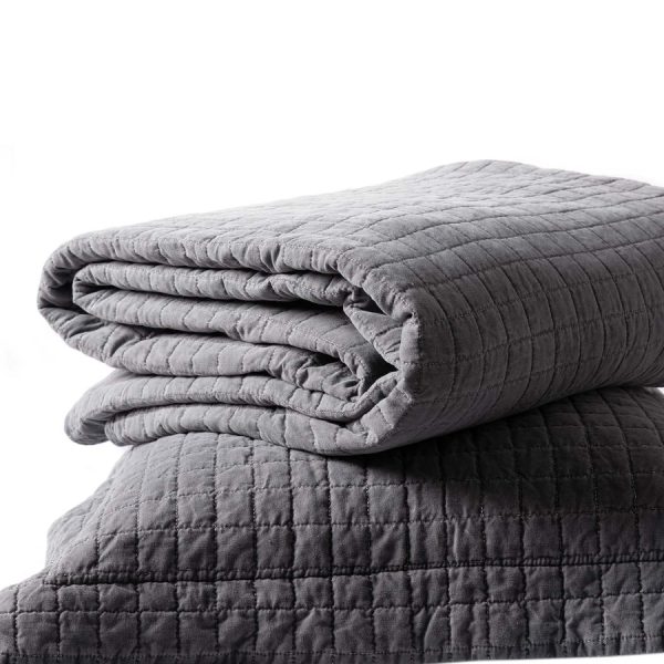 ΚΟΥΒΕΡΛΙ σετ (220cm x 240cm + 2 x 50cm x 70cm)  STONEWASHED GREY SilkFashion