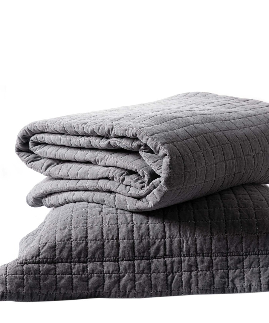 stonewashedcharcoal ΚΟΥΒΕΡΛΙ σετ (220cm x 240cm + 2 x 50cm x 70cm) STONEWASHED GREY SilkFashion - Image 1