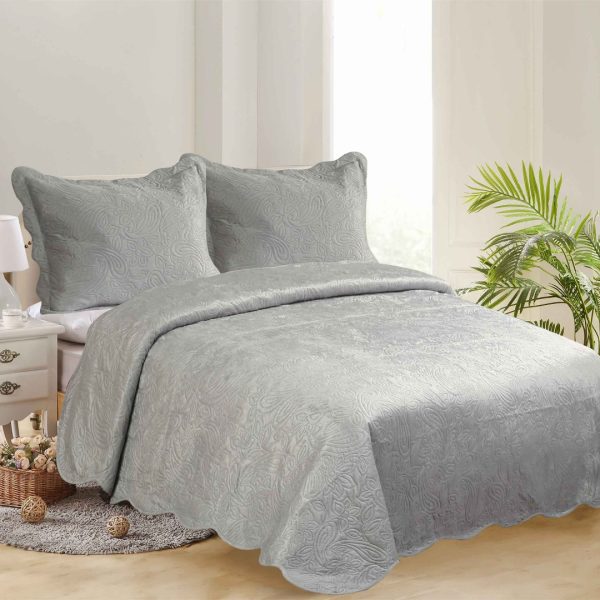 ΚΟΥΒΕΡΛΙ SUPERSOFT ΛΑΧΟΥΡΙ (220cm x 240cm + 2 x 50cm x 70cm ) γκρί SilkFashion
