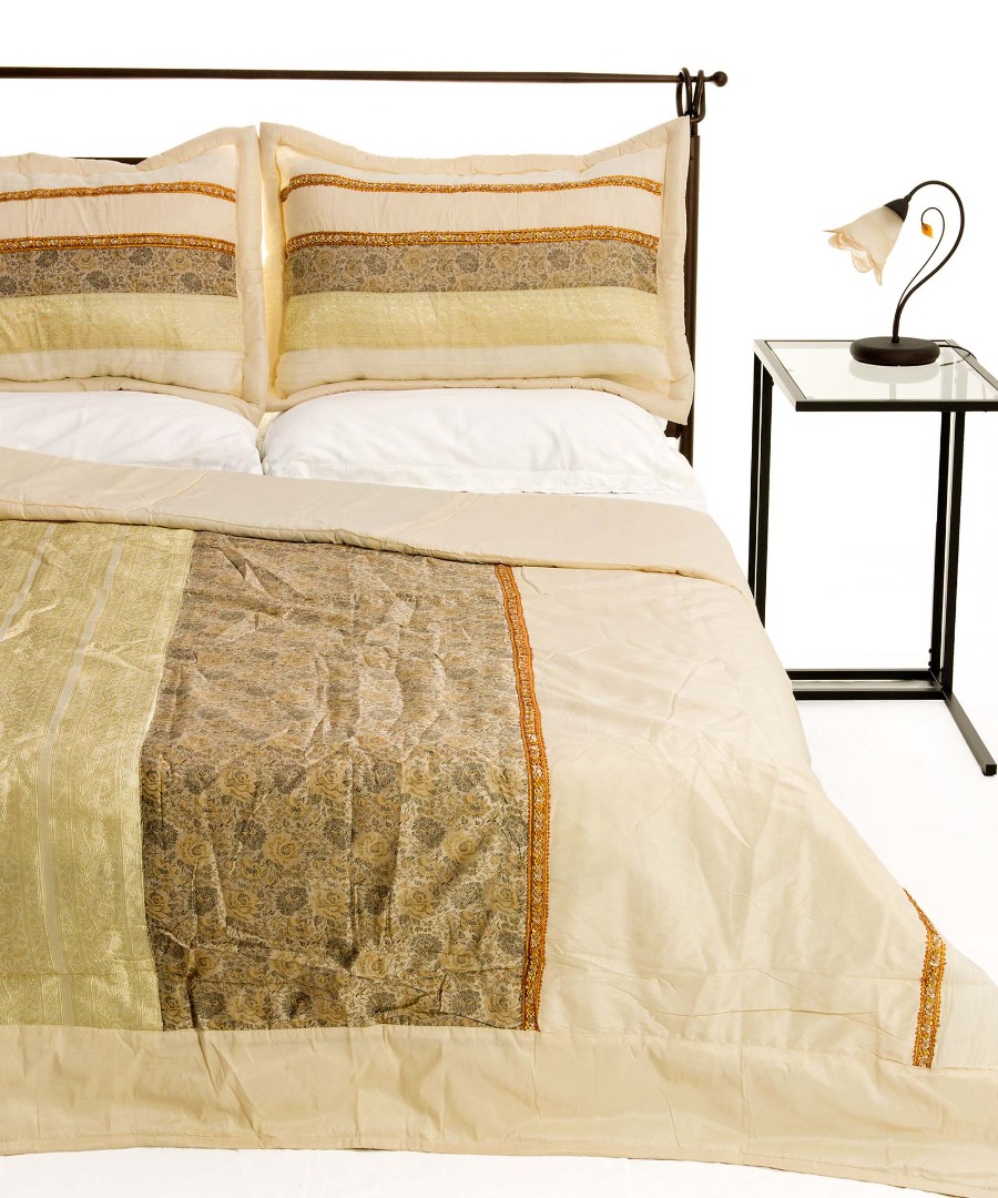 tajmahalivory ΚΟΥΒΕΡΛΙ σετ (220cm x 240cm + 2 x 50cm x 70cm) TAJ MAHAL ivory SilkFashion - Image 1