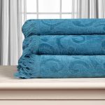 Βαμβακερή ζακάρ πετσέτα ALICIA 520gsm (50cm x 100cm) teal SilkFashion