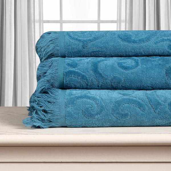 Βαμβακερή ζακάρ πετσέτα ALICIA 520gsm (40cm x 60cm) teal SilkFashion
