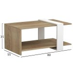 ΤΡΑΠΕΖΙ ΣΑΛΟΝΙΟΥ WILMA HM8950.11 ΜΕΛΑΜΙΝΗ ΣΕ ΦΥΣΙΚΟ-ΛΕΥΚΟ 80Χ50Χ35Υ εκ. - Image 2