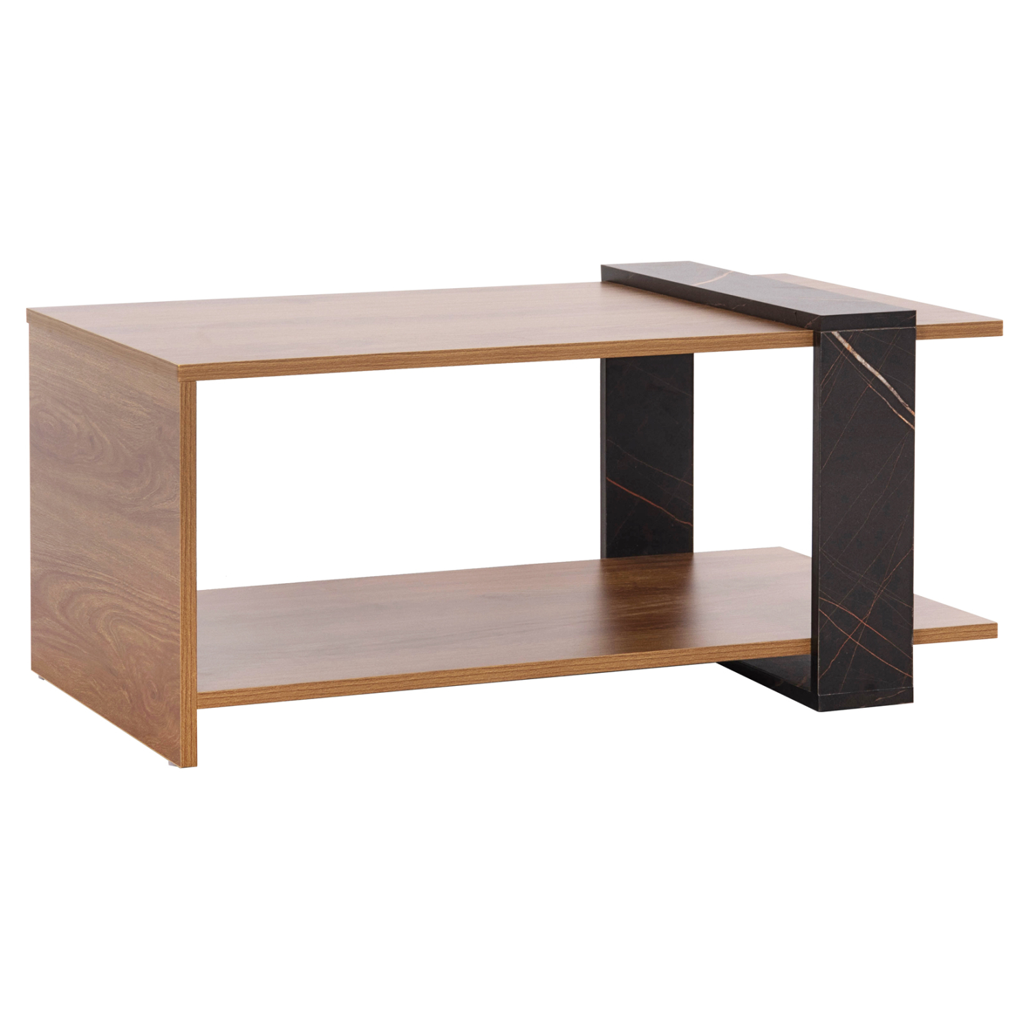 trapezi-salonioy-fb9895012-melamini-se-f ΤΡΑΠΕΖΙ ΣΑΛΟΝΙΟΥ WILMA HM8950.12 ΜΕΛΑΜΙΝΗ ΣΕ ΦΥΣΙΚΟ-ΜΑΥΡΟ ΜΑΡΜΑΡΟ 80Χ50Χ35Υεκ. - Image 1