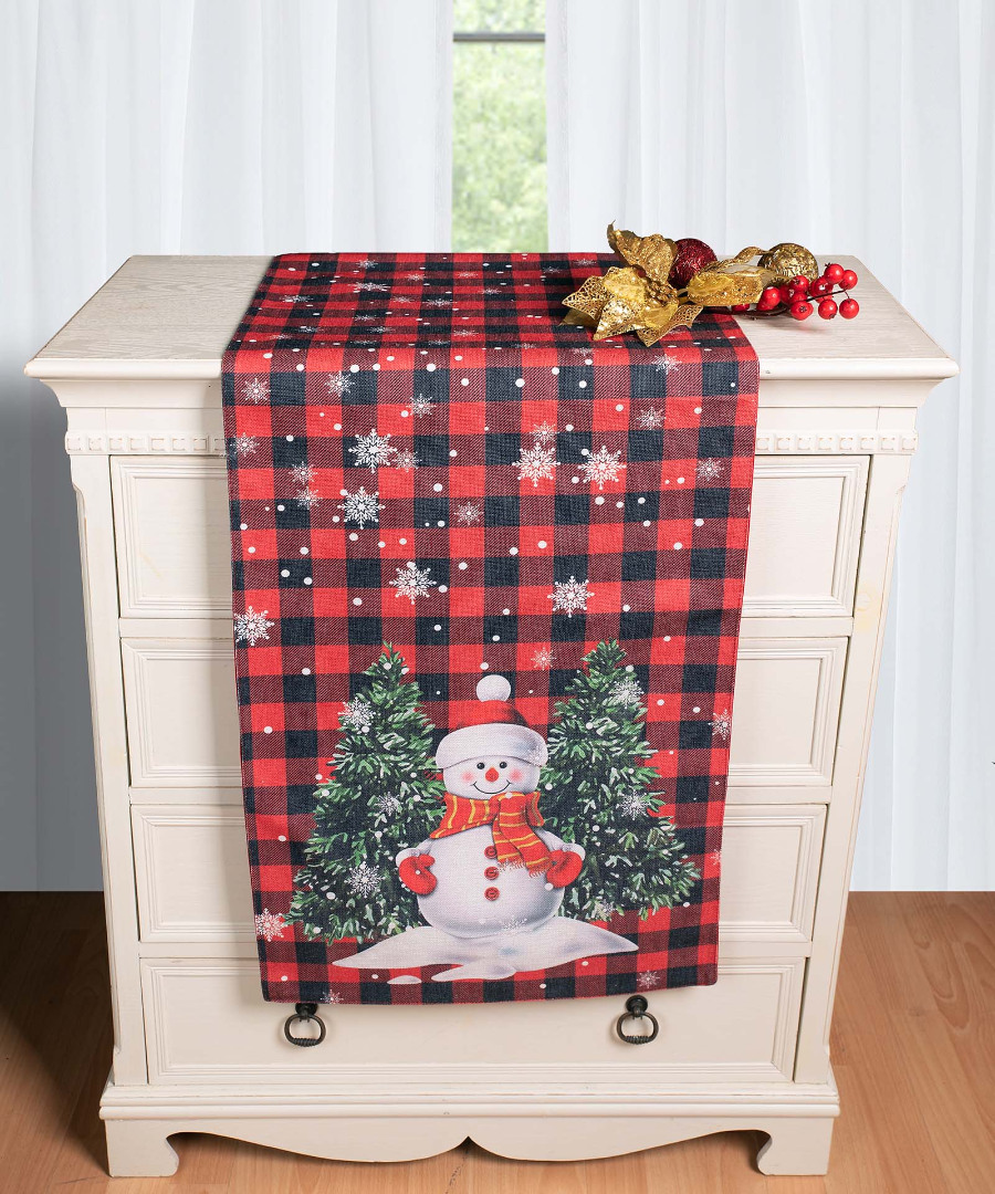 traversa2025-12 Χριστουγεννιάτικη Τραβέρσα με στάμπα (45cm x 170cm) ks2025-12 SilkFashion - Image 1