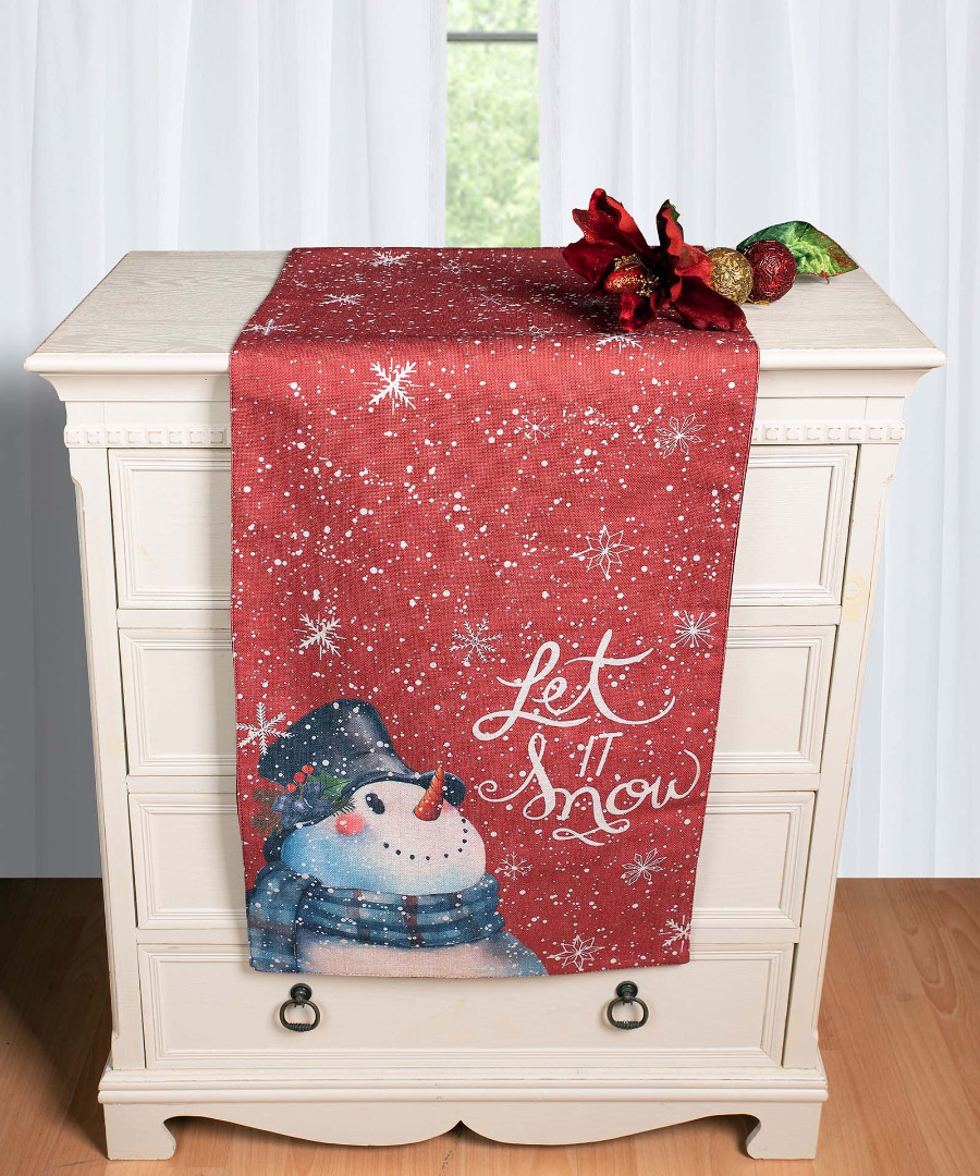 traversaks2025-1 Χριστουγεννιάτικη Τραβέρσα με στάμπα (45cm x 170cm) ks2025-1 SilkFashion - Image 1