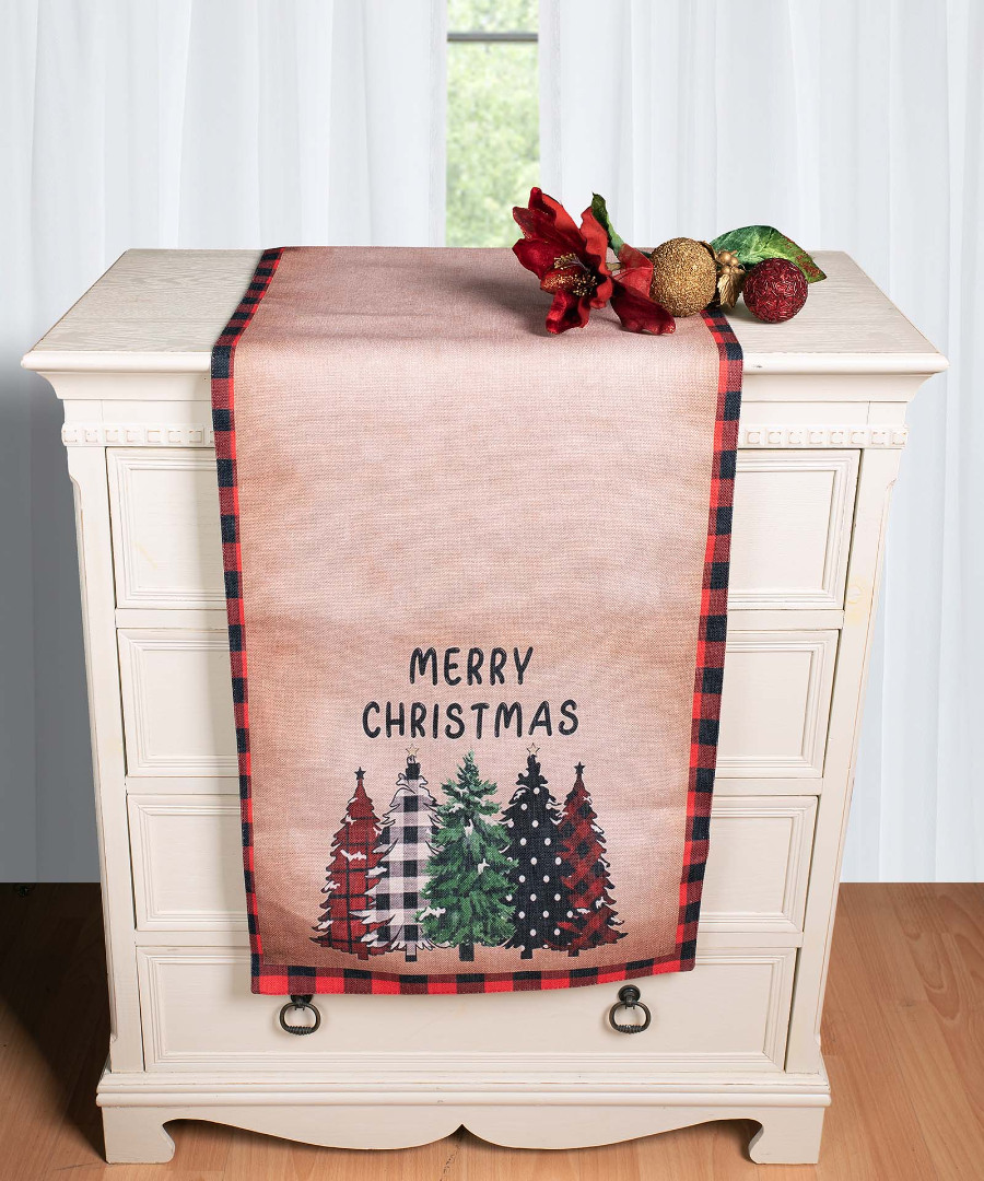 traversaks2025-13 Χριστουγεννιάτικη Τραβέρσα με στάμπα (45cm x 170cm) ks2025-13 SilkFashion - Image 1