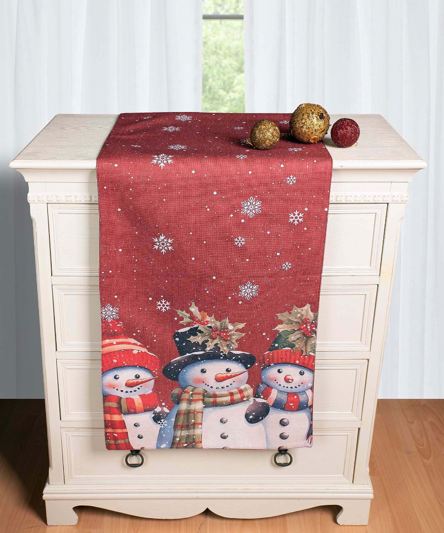 traversaks2025-15 Χριστουγεννιάτικη Τραβέρσα με στάμπα (45cm x 170cm) ks2025-15 SilkFashion - Image 1