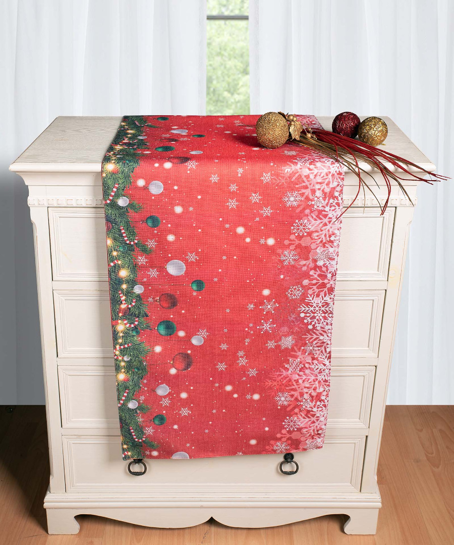 traversaks2025-16 Χριστουγεννιάτικη Τραβέρσα με στάμπα (45cm x 170cm) ks2025-16 SilkFashion - Image 1