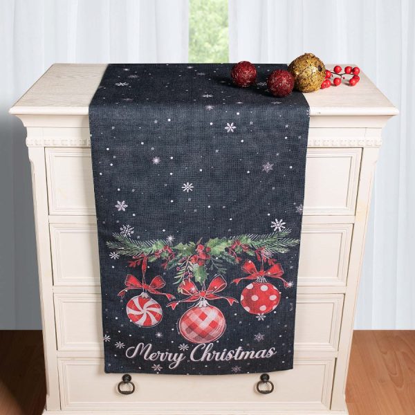 Χριστουγεννιάτικη Τραβέρσα με στάμπα (45cm x 170cm) ks2025-17 SilkFashion