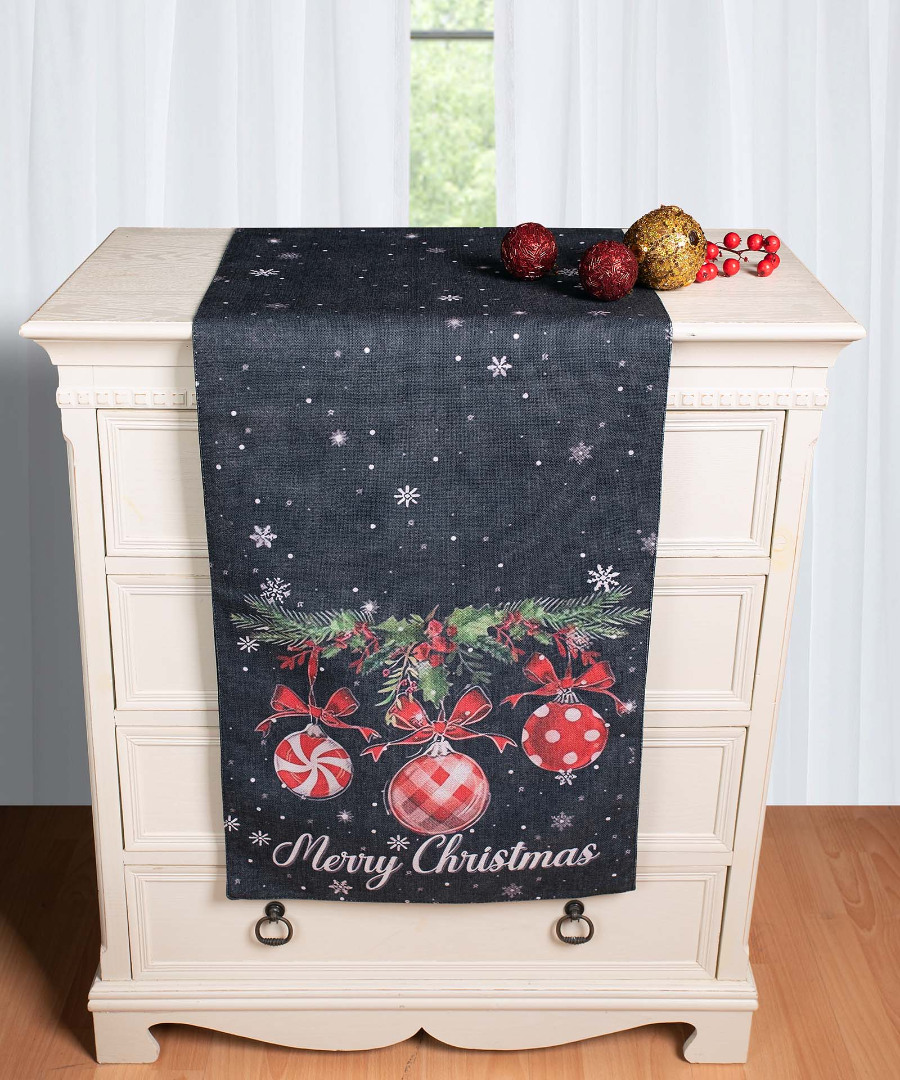 traversaks2025-17 Χριστουγεννιάτικη Τραβέρσα με στάμπα (45cm x 170cm) ks2025-17 SilkFashion - Image 1