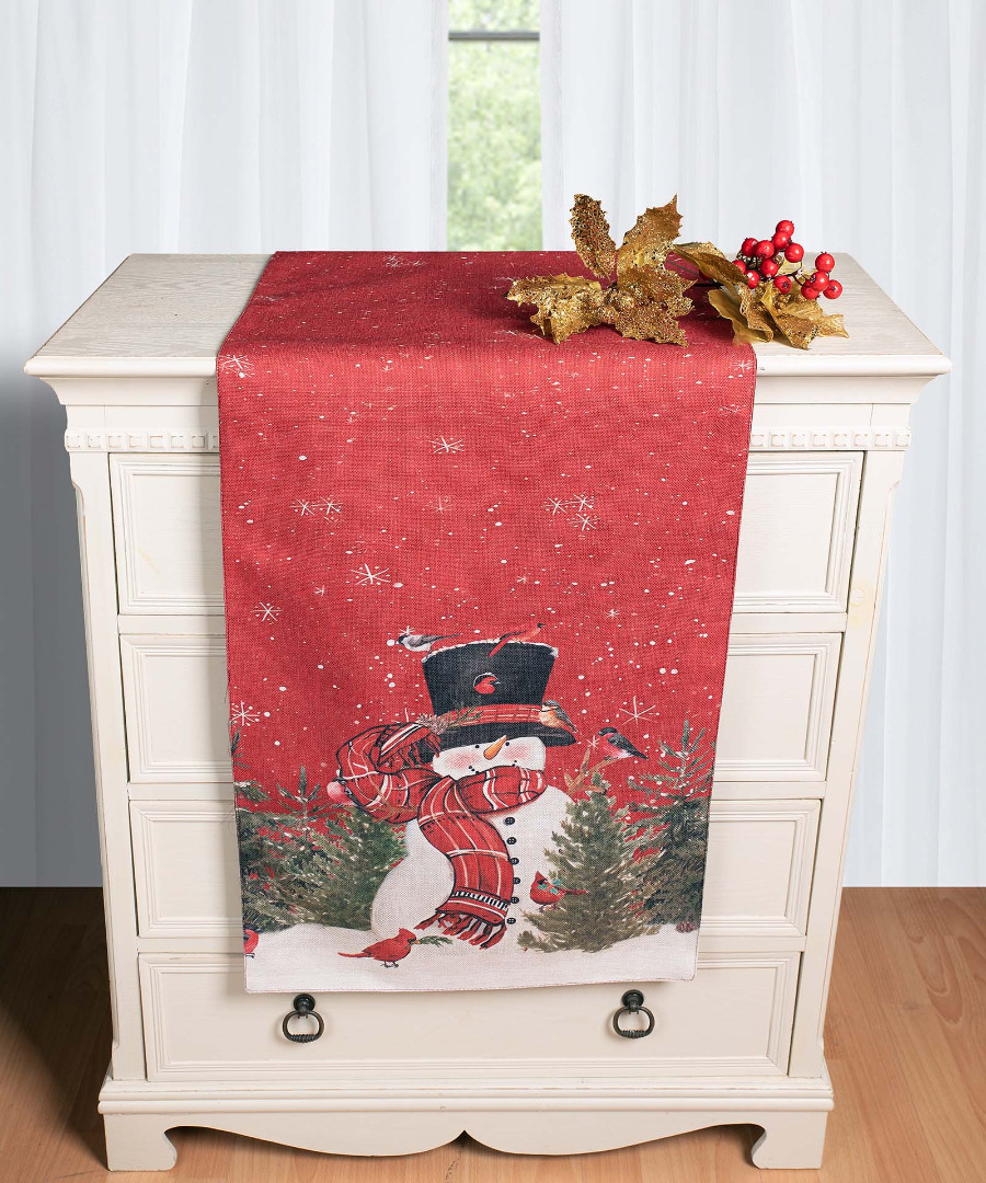 traversaks2025-18 Χριστουγεννιάτικη Τραβέρσα με στάμπα (45cm x 170cm) ks2025-18 SilkFashion - Image 1